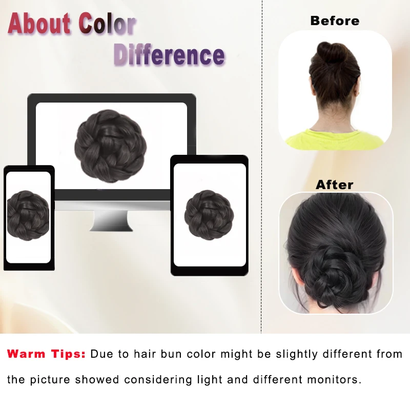 LUPU Synthetic Wigs Hair Buns Heat-Resistant Hair Clips and Flower Hair Buns are Suitable for Women's Daily Wear and Gatherings