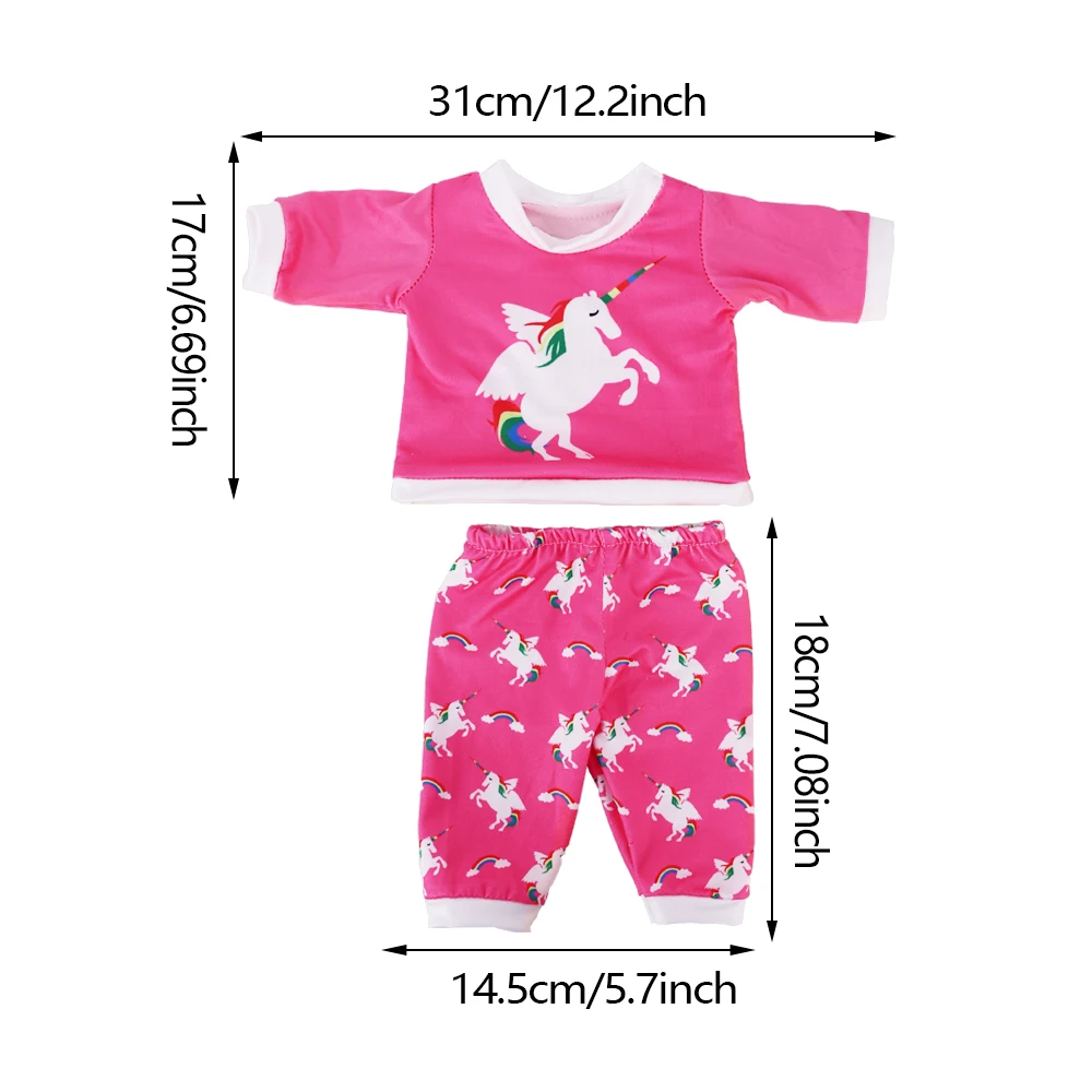 2 Stück/Set Kawaii Tier-Pyjama-Anzug für 43 cm große Babypuppen, Kleidungszubehör und 18 Zoll große amerikanische Puppen, Mädchenspielzeug unserer Generation – Detail 18