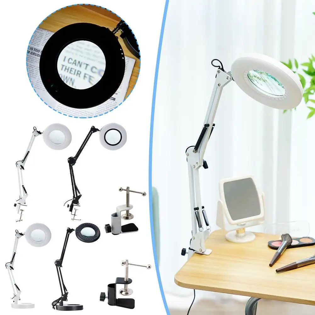 

Flexible Table Lamp With 10X Magnifier Glass Swing Light Arm Desk Magnifying Lamp Illuminated Dimmable Working LED Reading Z2O9