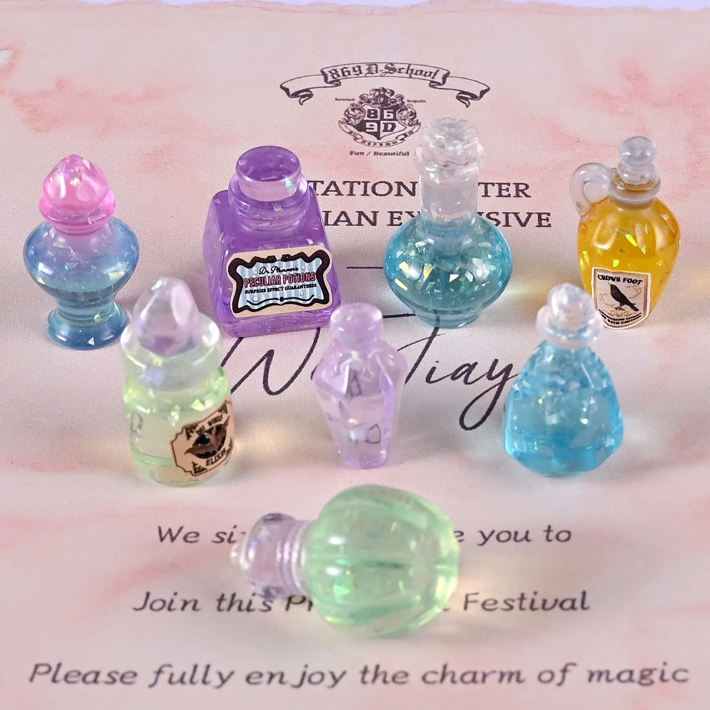 Dollhouse 1:12 Miniature Resin Cute Granules Retro Magic Potion Bottle Small Ornament 10pcs