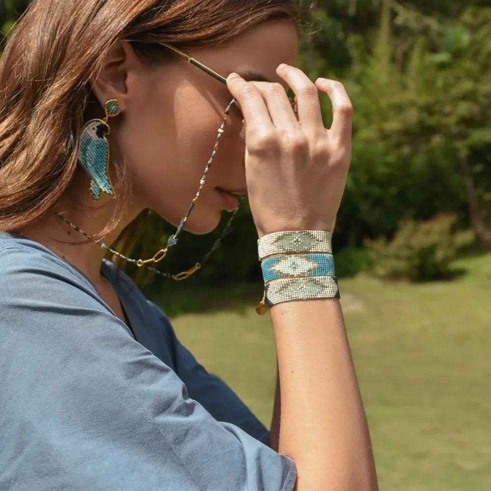 

Женский браслет с геометрическим дизайном, оригинальный Модный ручной вязки, богемный Регулируемый простой браслет с бусинами