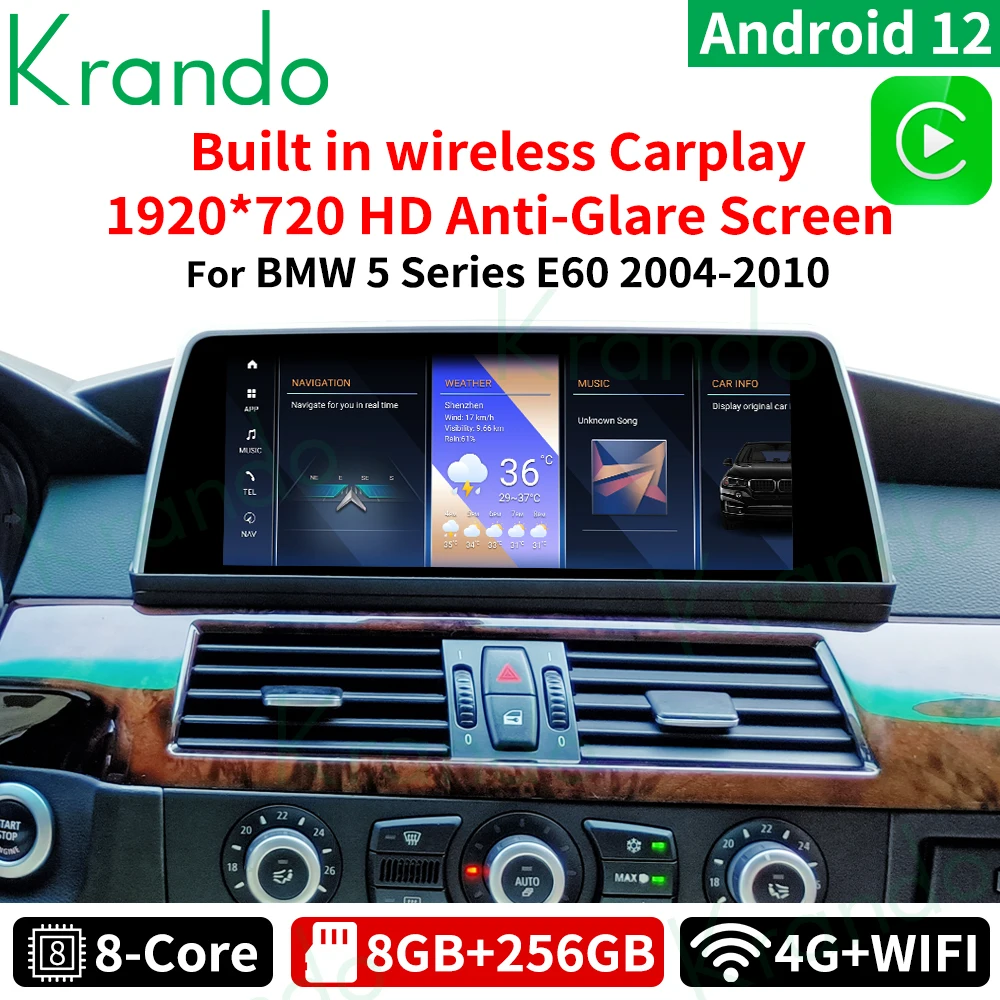 

Автомагнитола Krando, 12,0 дюйма, Android 10,25, для BMW 5 серии E60 2004 - 2010