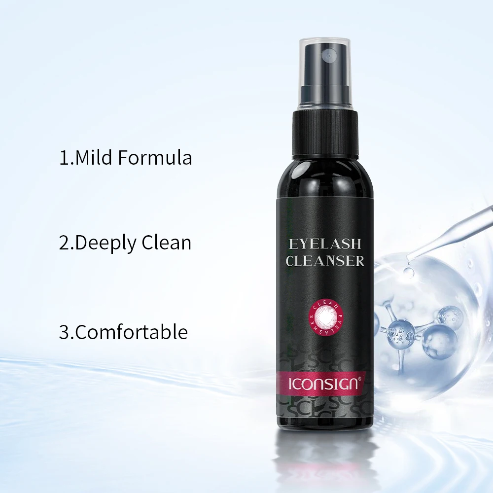 ICONSIGN New 60ml Professional Eyelash Cleaner For Eyelash Extension No Stimulate Lash Shampoo Clean Eyelash Makeup Remover Tool 5
