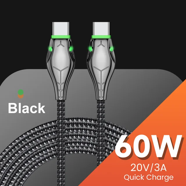  PD 60W Type C to Type C Cable Fast Charging Data Wire For Samsung Huawei Xiaomi POCO Oneplus Macbook iPad USB C Charger Cord 