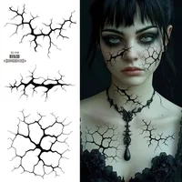 2Sheets Large Halloween Black Lightning Temporary Tattoo Sticker for Halloween makeup – Realistic Vein Design Face Tattoo Body A 2