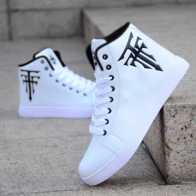 White Sneakers Man Vulcanized Sneakers Male Comfortable High Top Shoes ...