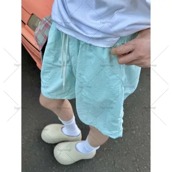 Pantaloni sportivi larghi casual estivi americani da uomo Abbigliamento moda High Street Harajuku Retro Y2K Pantaloncini da spiaggia sottili alla moda da donna 1