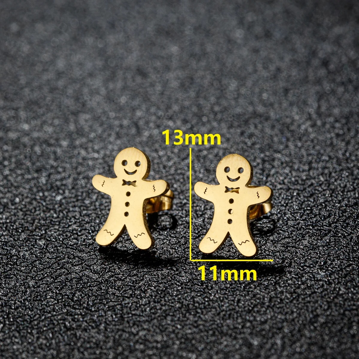 Cartoon Lebkuchen Mann Stud Frauen Ohrringe Weihnachten Geschenk hypo allergen Tragus Piercing Edelstahl Ohrring Schmuck – Detail 2