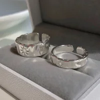 1pair Y2K Star Couple Rings Unisex Punk Sliver Zircon Star Open Ring Women Men Wide Retro Figner Rings Lovers Gifts Jewelry 1