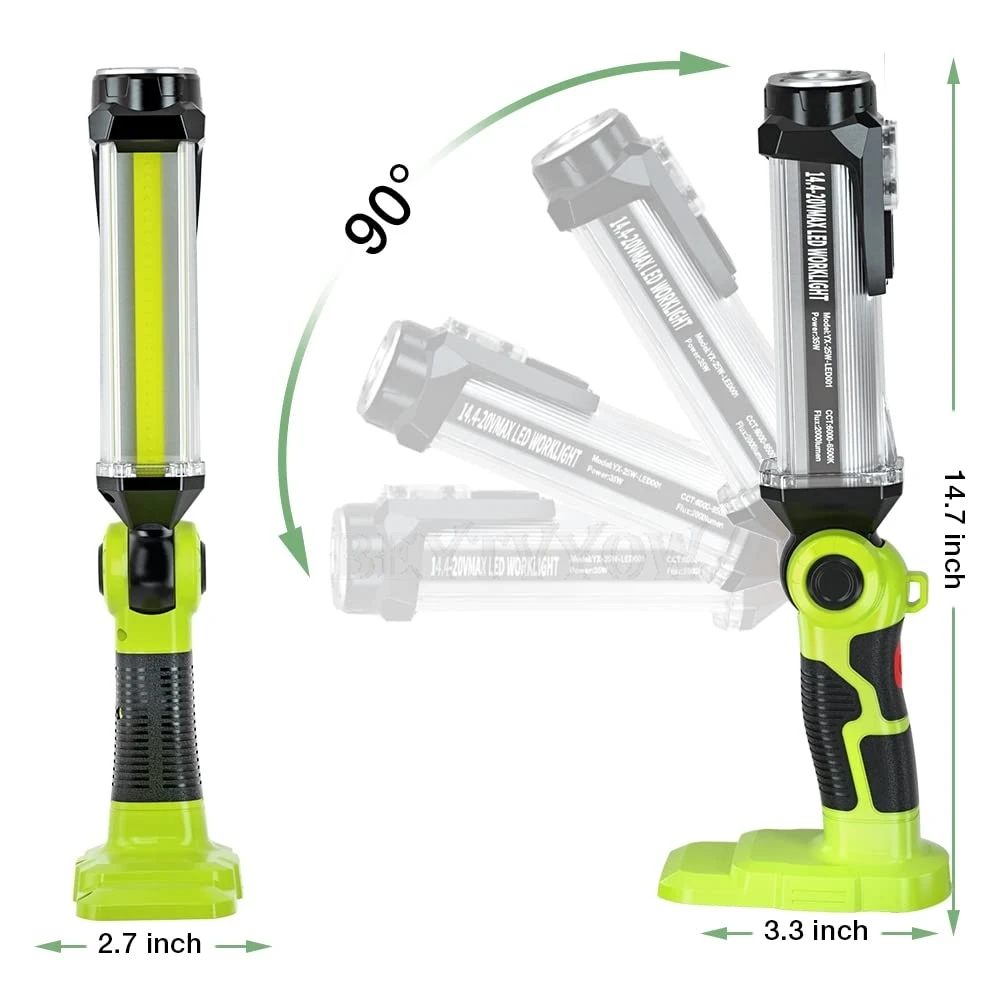 Cordless Portable Flashlight for Ryobi 18V Battery 25W 2000LM LED Work Light wit