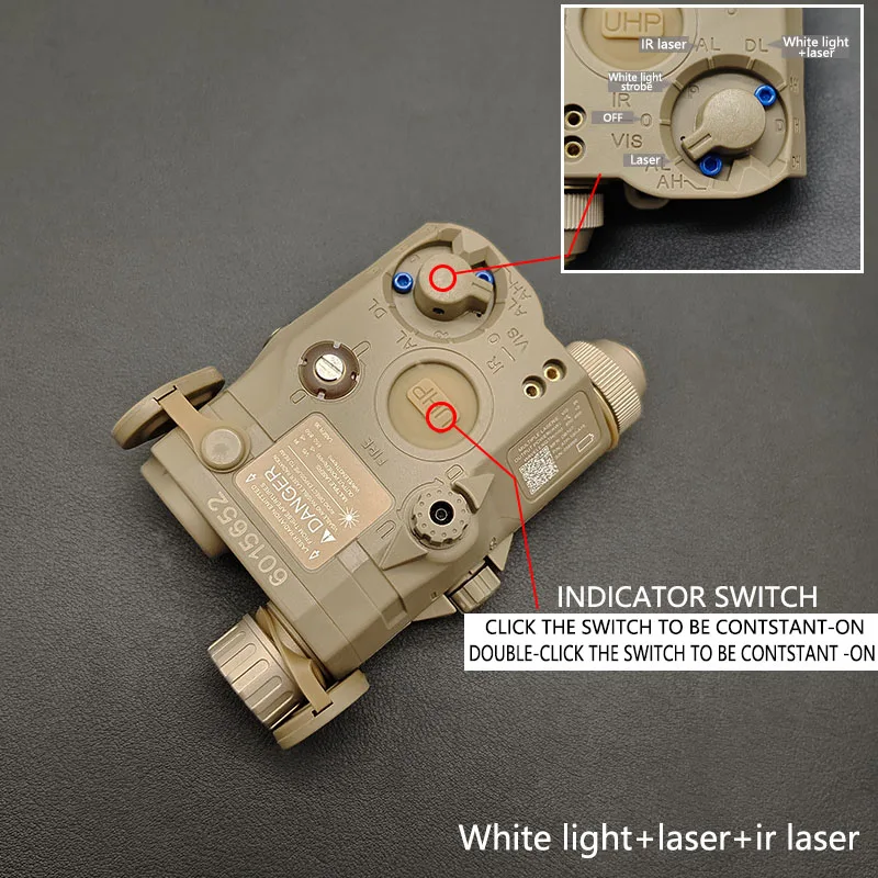 Airsoft Tactical PEQ15 IR Laser Indicator Red Green Dot/White LED Pointer Aiming Laser For 20mm Rail Outdoor Hunting Weapon
