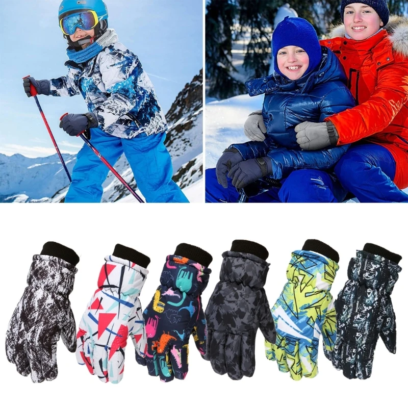 Guantes de esquí antideslizantes para niños, manoplas impermeables y  cálidas para invierno