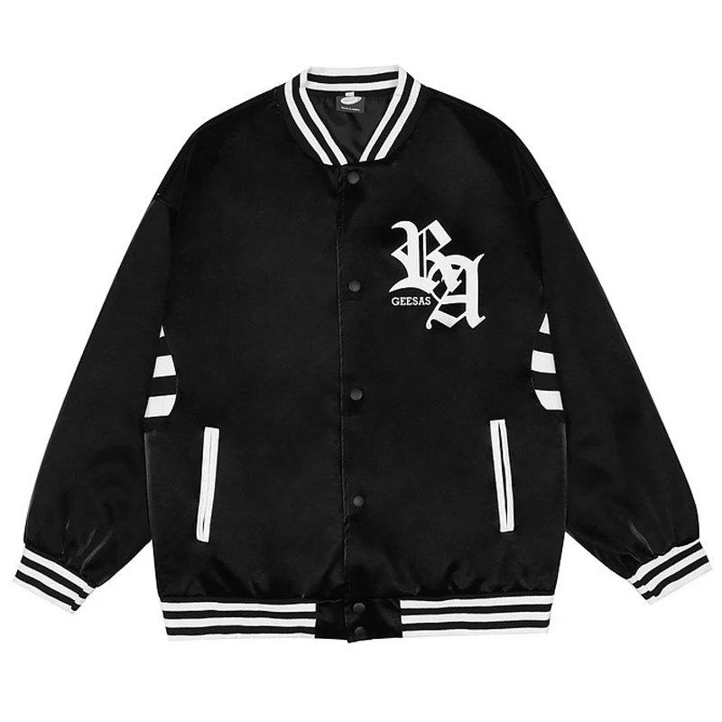 

Vintage Varsity Jacket Men's Letter Embroidered PU Leather Patchwork Padded Baseball Jacket Black Fall Oversized Coat Jaquetas