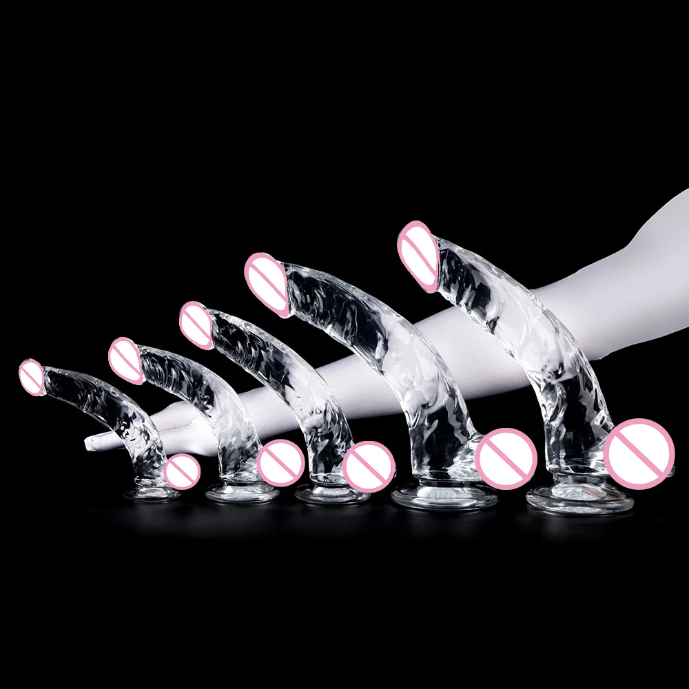 30.5cm XXL Curved And Upturned Realistic Soft Long Transparent Dildo Suction Cup Penis Anal Sex Toy Huge Dick sex toys