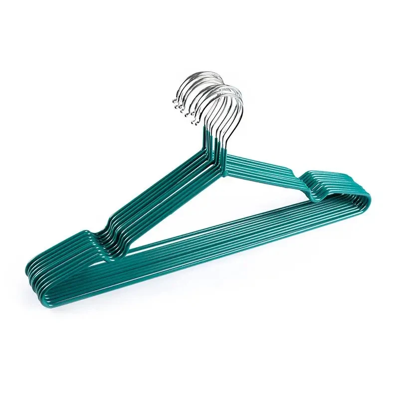 10pcs Non-Slip Coated Metal Suit Coat Hangers Heavy Duty Clothes Hangers Metal Shirt Jacket Hanger with Round Notches for Dress 6