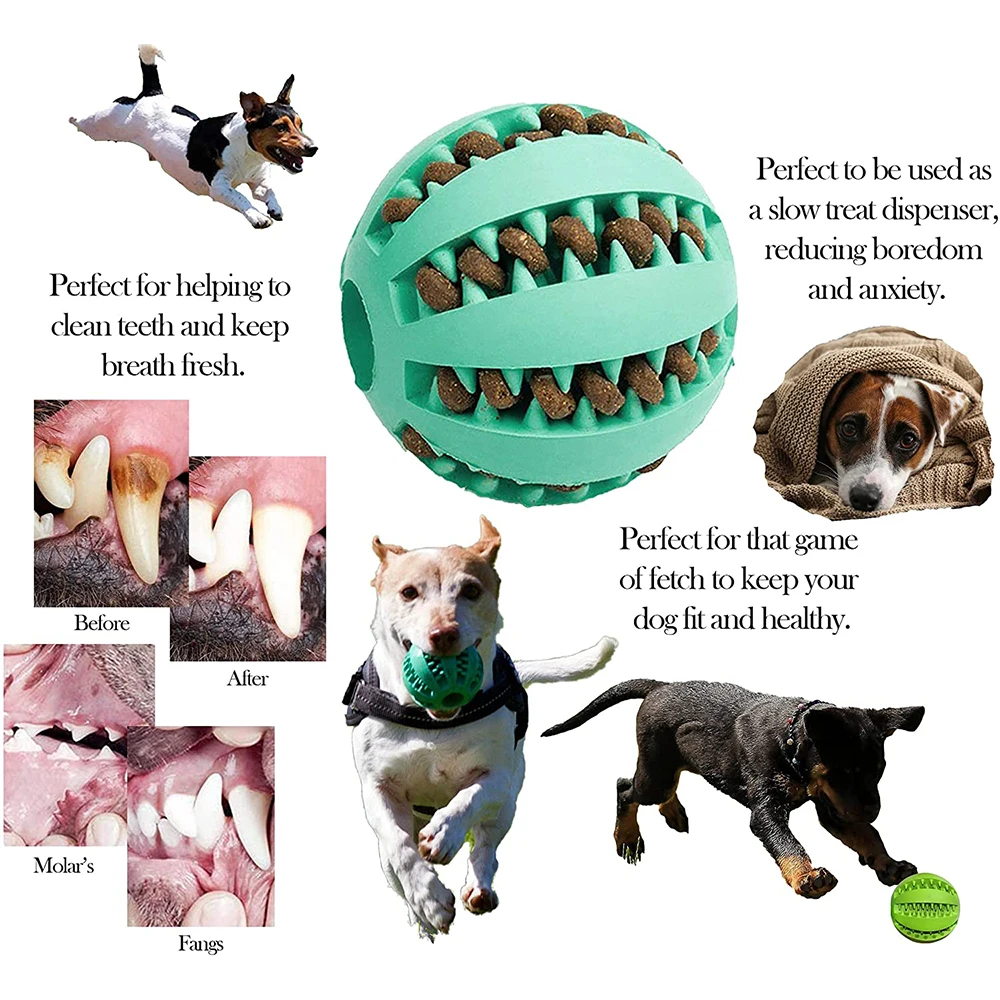 Dog Toys Rubber Ball Tooth Cleaning Snack Ball Toy For Puppies Large Dogs
