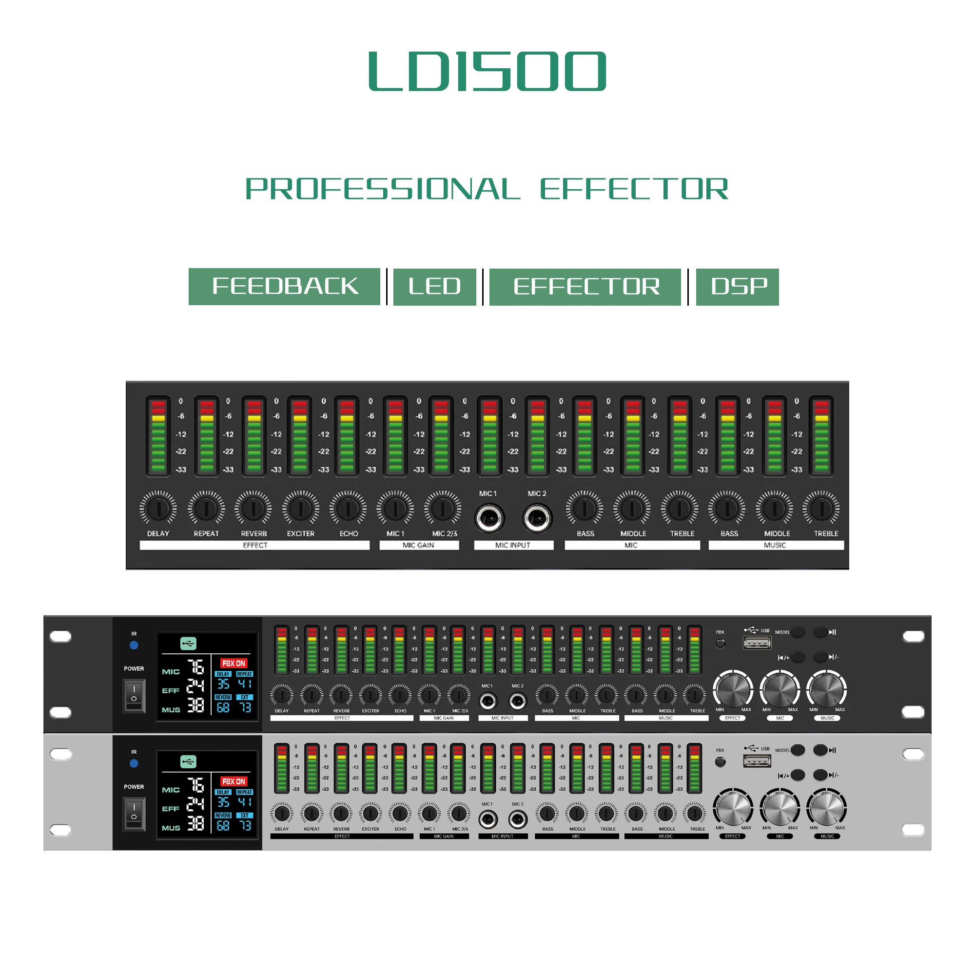 Professional KTV Audio Effects Processor DSP Bluetooth Anti-howling Equalization Pre-effector for Karaoke Stage Party
