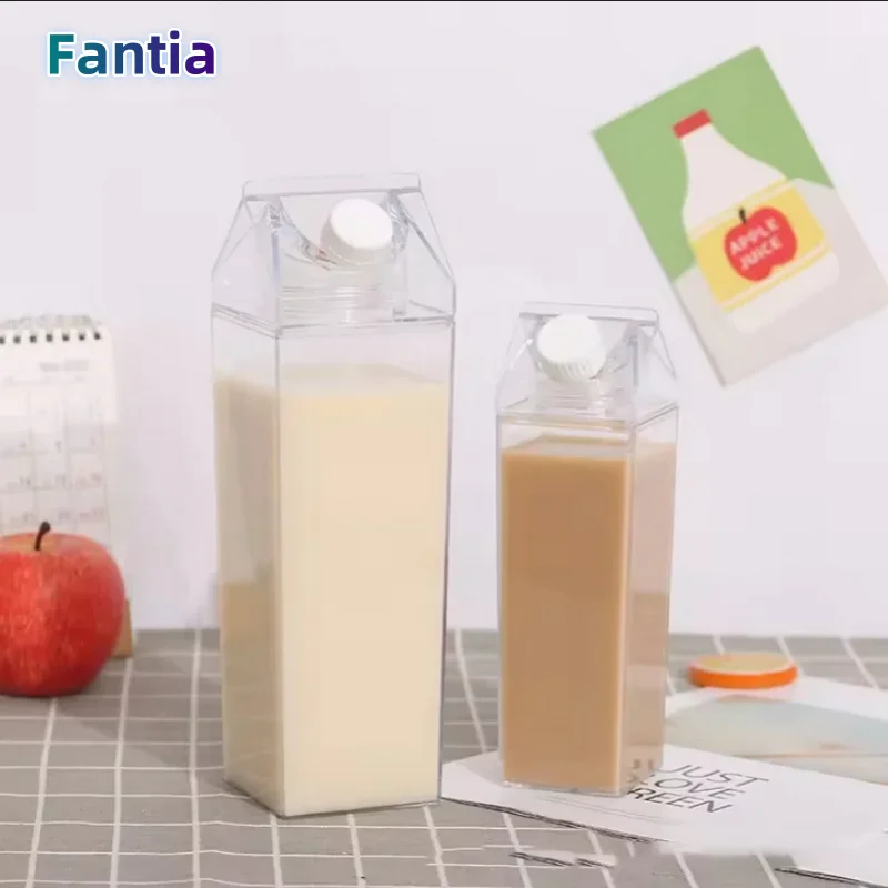 Transparent Water Bottle Creative Milk Cardboard Bottles Milk Juice Box Reusable Portable Outdoor Sports Travel Camping