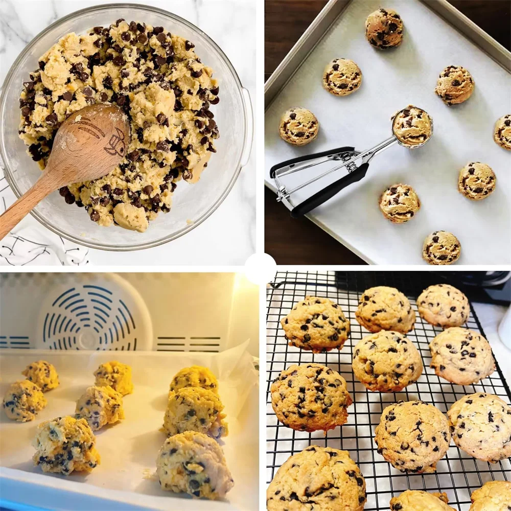 Stainless Steel Ice Cream Scoop Baking Cookie Scoop Trigger Release Cookie Dough Scoop Anti-Slip Spring-Trip Kitchen Tool ice cream scoop