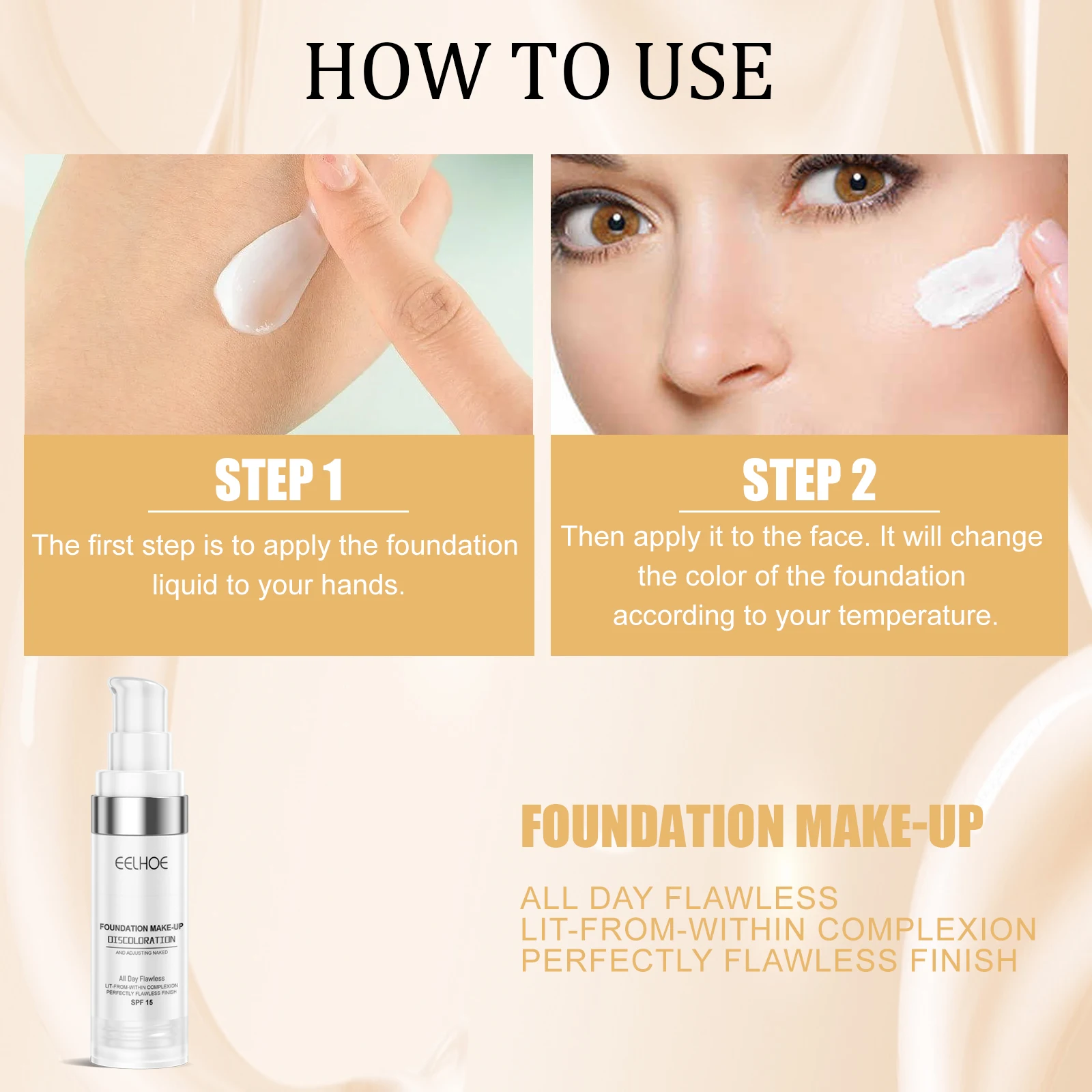 Liquid Foundation Color Changing Long-Lasting Hydrating Transfer-Proof Skin Tone Adjust Brightening 30ml
