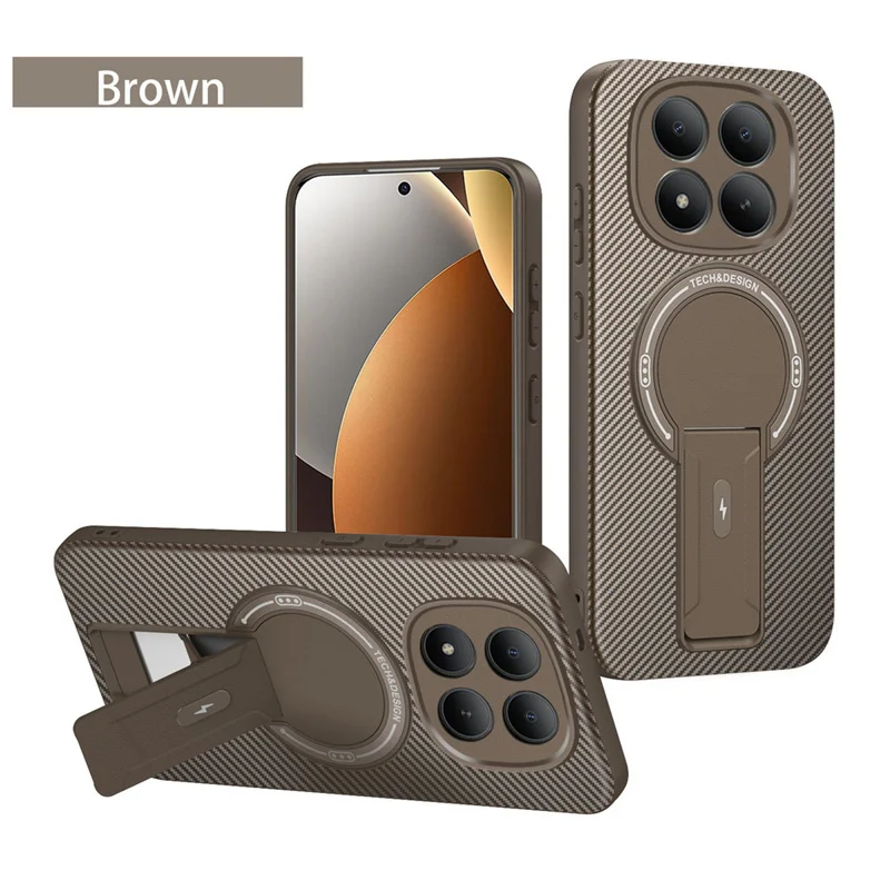 Carbon Fiber Invisible Stand Holder Phone Case with Built-in Magnetic Ring