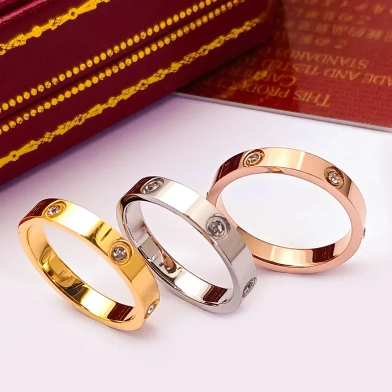 Rose Gold Love Cross Crystal Ring Unisex 6