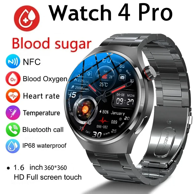 

for Huawei GT4 Pro Smart Watch Men Blood Sugar 454*454 HD AMOLED Screen NFC Bluetooth Call Compass GPS Tracking Smartwatch 2023