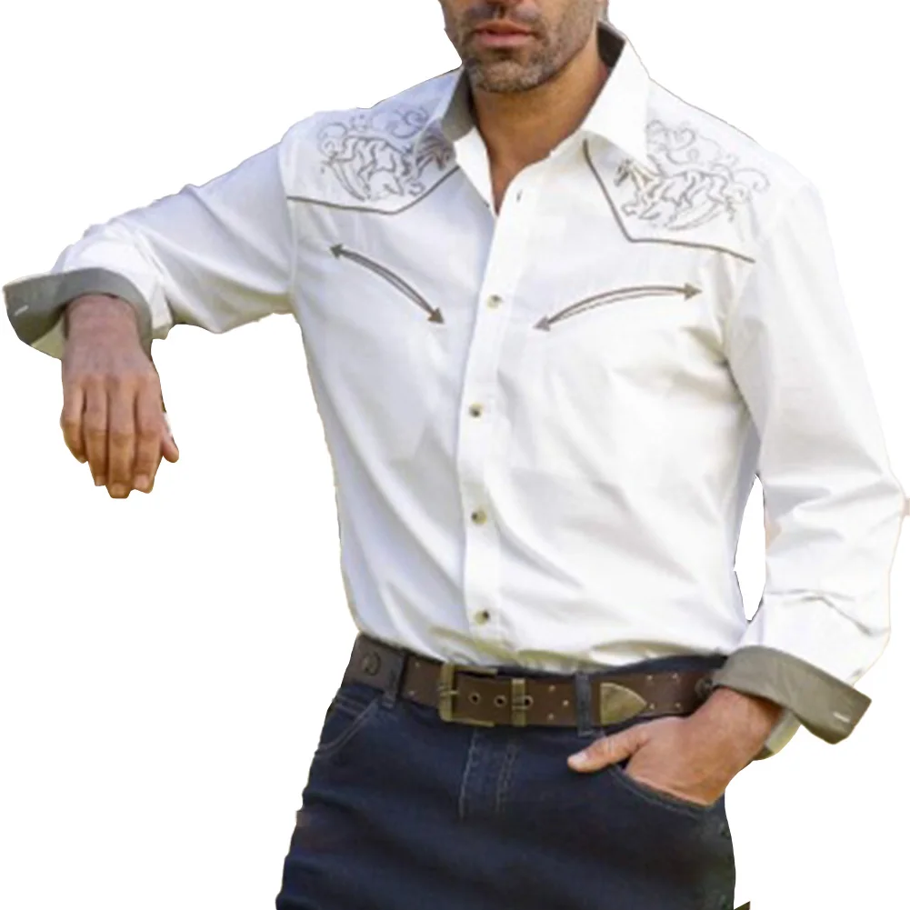 

Male Shirt Shirt Polyester Regular Retro Shirts Autumn Slight Stretch Beatiful Spring Button Down Comfy Fashion