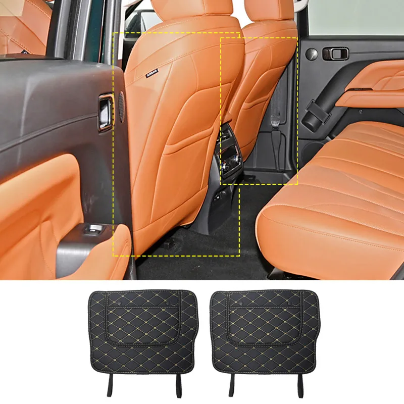 Hivotd 자동차 PU 가죽 시트 백 프로텍터 안티 킥 매트 Haval H9 MK2 2025 스토리지 오거나이저 인테리어 장식 액세서리