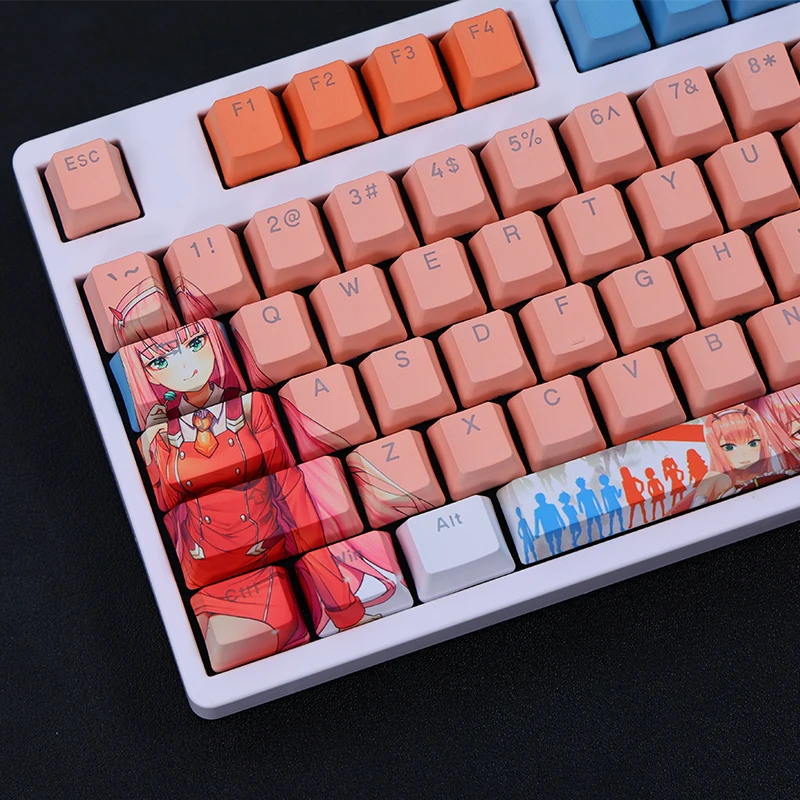 Pbt Dye Subbed Keycaps Dimensional Cartoon Anime Gaming Key Caps Perfil do Oem Keycap Retroiluminado para Querido no Franxx 108 Chaves - Imagem 5