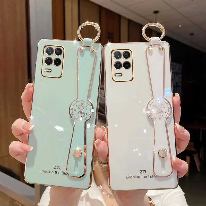 Wrist Strap phone Cases For Realme8 Pro Cover Hand Band Cases OPPO