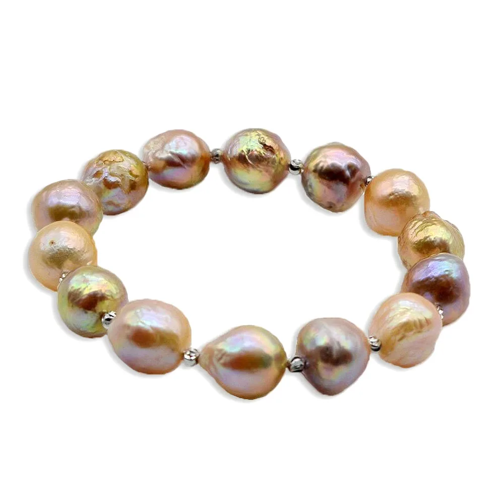 

Women's Bracelet Colorful Colors Natural Pearl Bracelet Flame Ball Baroque Bracelet, Stretch, Candy Color, Beaded, Free Shipping