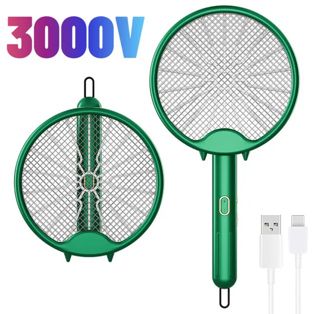 3000V Elektromos Szúnyog Ütő Usb Szúnyoggyilkos Lámpa Újratölthető Hiba Zapper Összecsukható Légy Swatter Szúnyogtaszító Lámpák