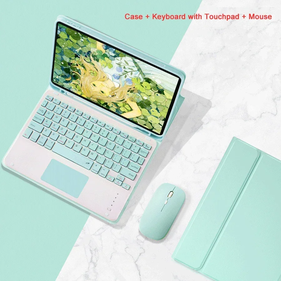Premium Leather Keyboard Case with Mouse for iPad - Versatile Fit for Multiple Sizes