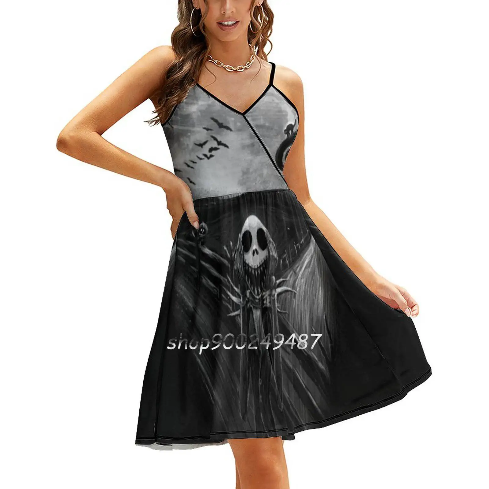 The Scream Before Christmas Sling Dress Summer Dress Sling Sexy A Line Dress Fashion Female Dress Scream Nightmare Christmas