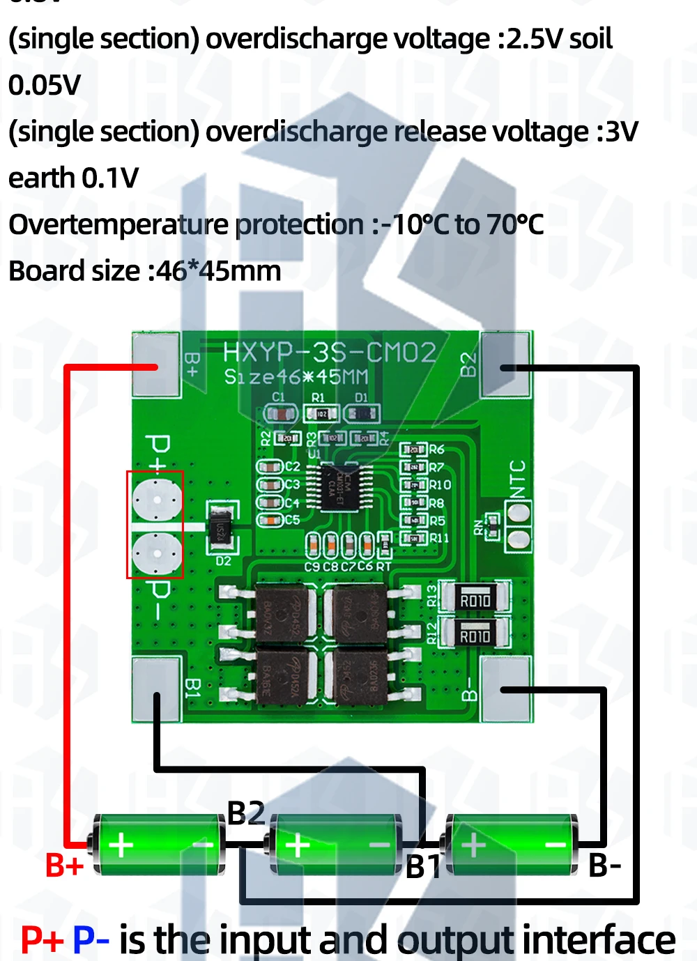 1~10 Stück, 3 Stück 12V 12,6V 18650 Lithium-Batterie-Schutzplatine, Modul zum Schutz vor Überladung und Tiefentladung. – Detail 2