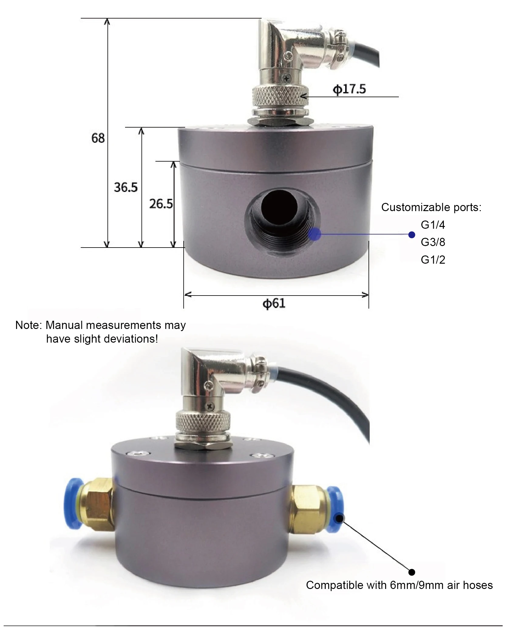 Precision Gear Flowmeter Hall Effect Oil Sensor Aluminium Body G1/4 G3/8 G1/2 Th