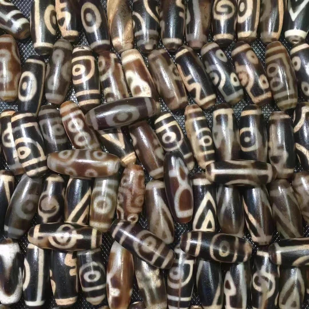 XY-C02 11.5mm*29mm 150pcs/lot Perfectly Weathered Fine and Old-fashioned DZi Bead Amulet Collection DIY for Men& Women Jewelry