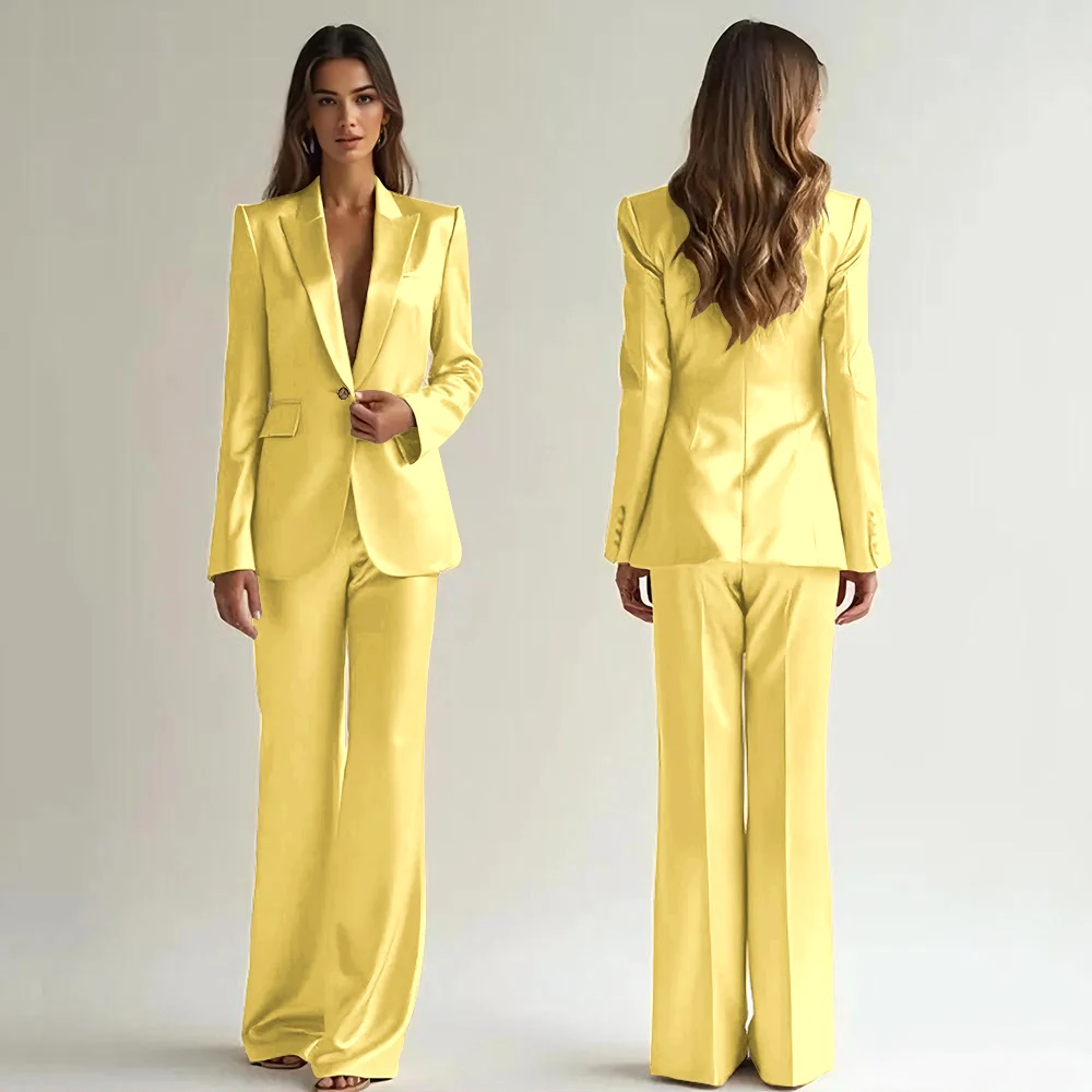 Luxury High Quality Women's Suit One Button 2 Piece Jacket Pants Female Clothing Slim Fit Smart Office Banquet Lady Blazer Set