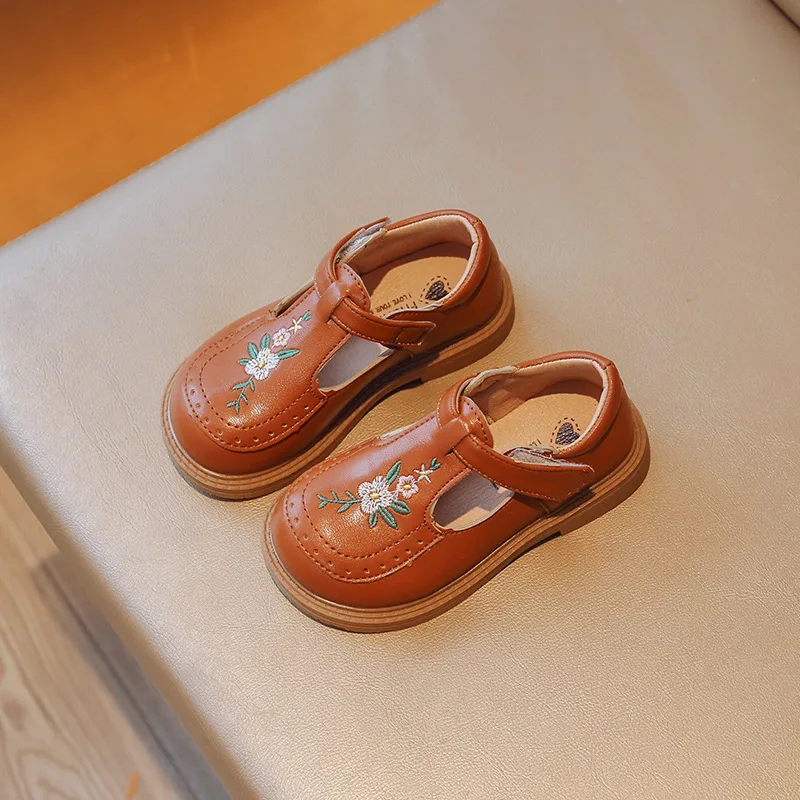 Girls Baby Mary James Embroidered Floral Toddler Fall Shoes Vintage Cover Toe Comfortable Kids Shoes for mary jane shoes girls shoes