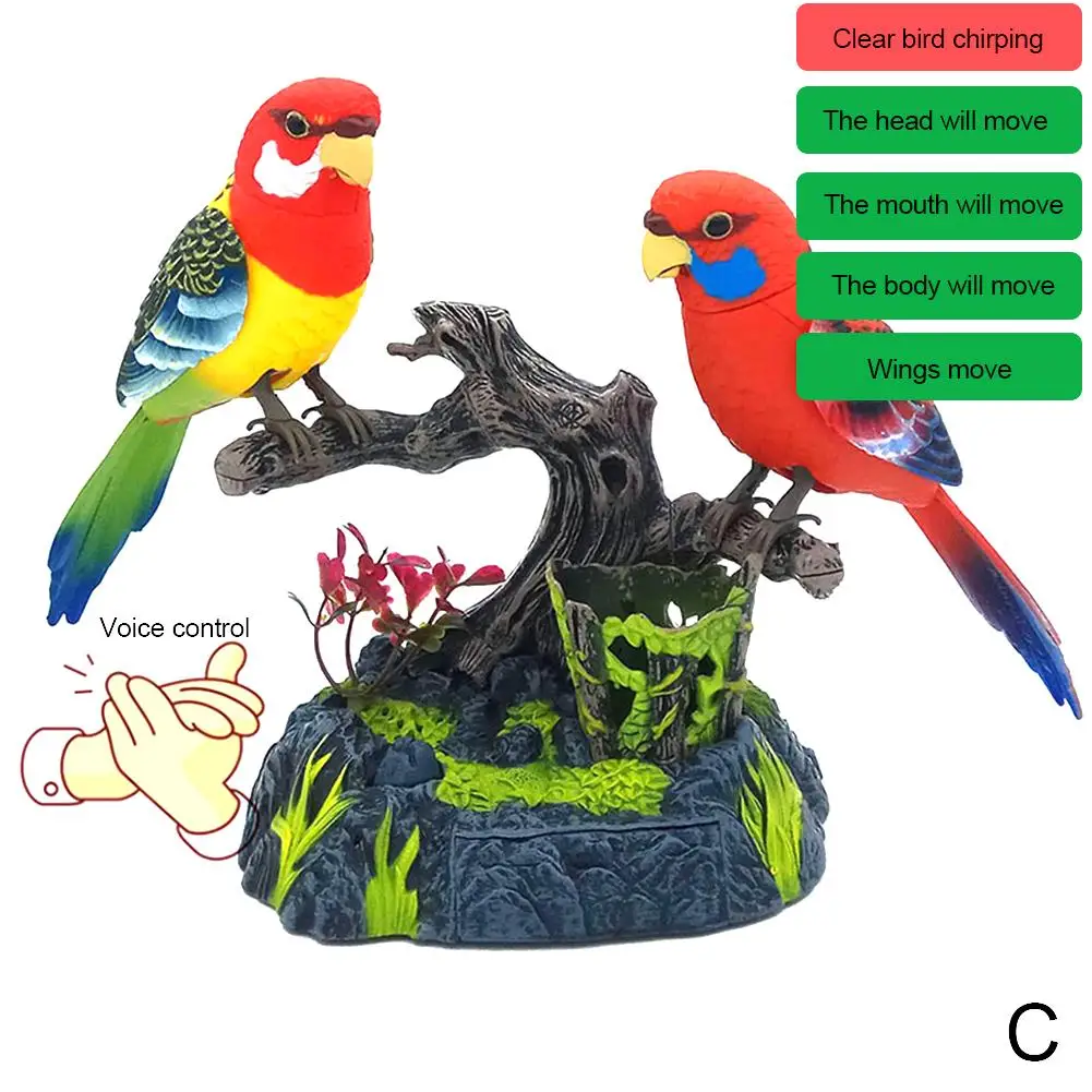 Clapping Voice Control Induction Electronic Parrot Children's Toy Bird Gift Garden Display Pet Toy Electric Sound K7x3 4