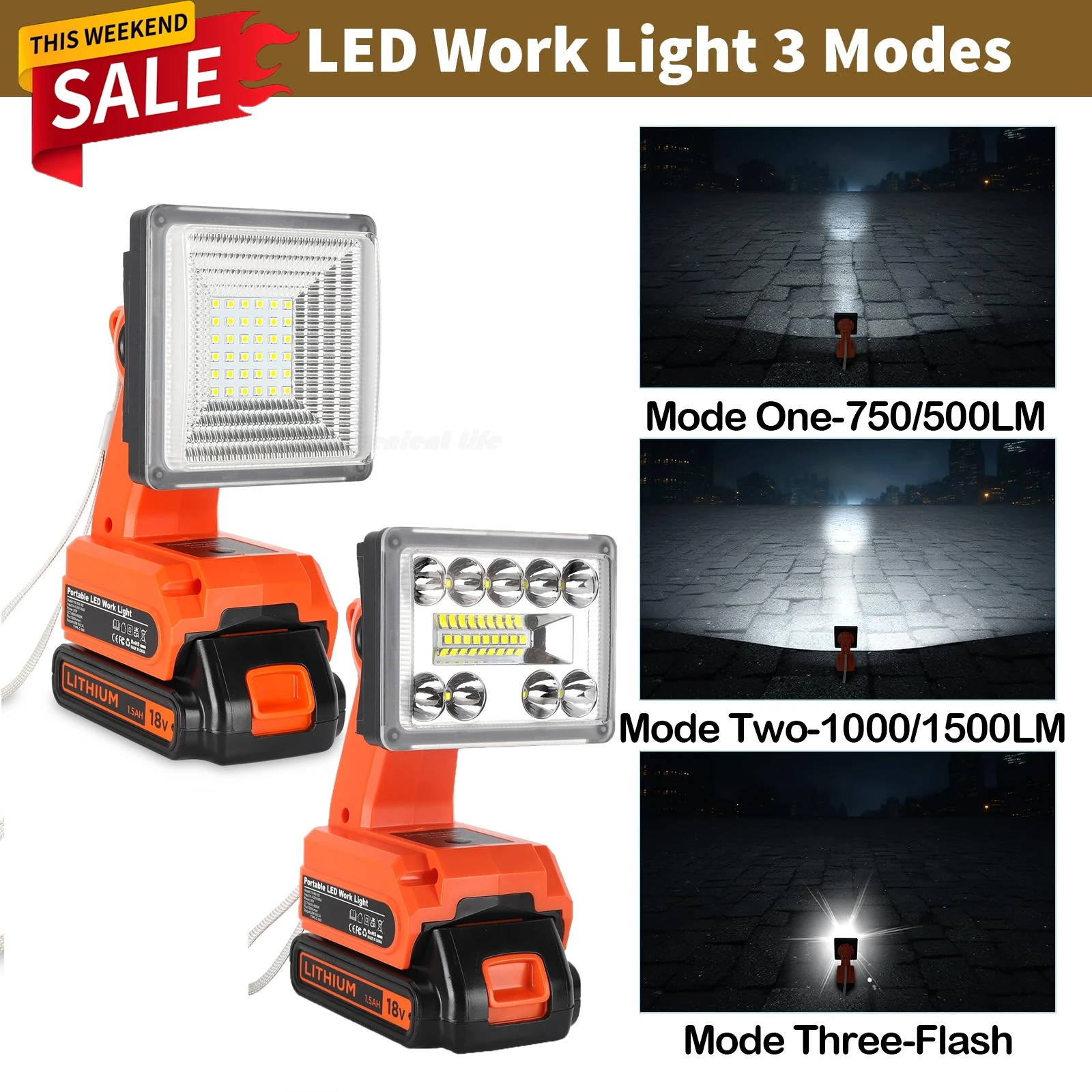 Led Light Lbx20 1000/1500LM Cordless Light For BLACK+DECKER 20V Max Lithium, image size:1600x1600