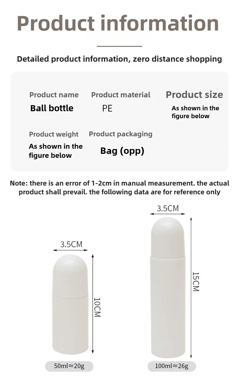 50ML100ML Kunststoff Roller Flasche Leere Nachfüllbare Rollerball Flasche Für Diy Deodorant Ätherische Öle Parfüm Kosmetische Schönheit Werkzeug – Detail 3