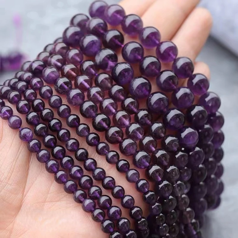

Natural Dark Amethyst Round Beads Handmade DIY Bracelet Necklace Keychain Women's Earrings Jewelry Accessories Wholesale