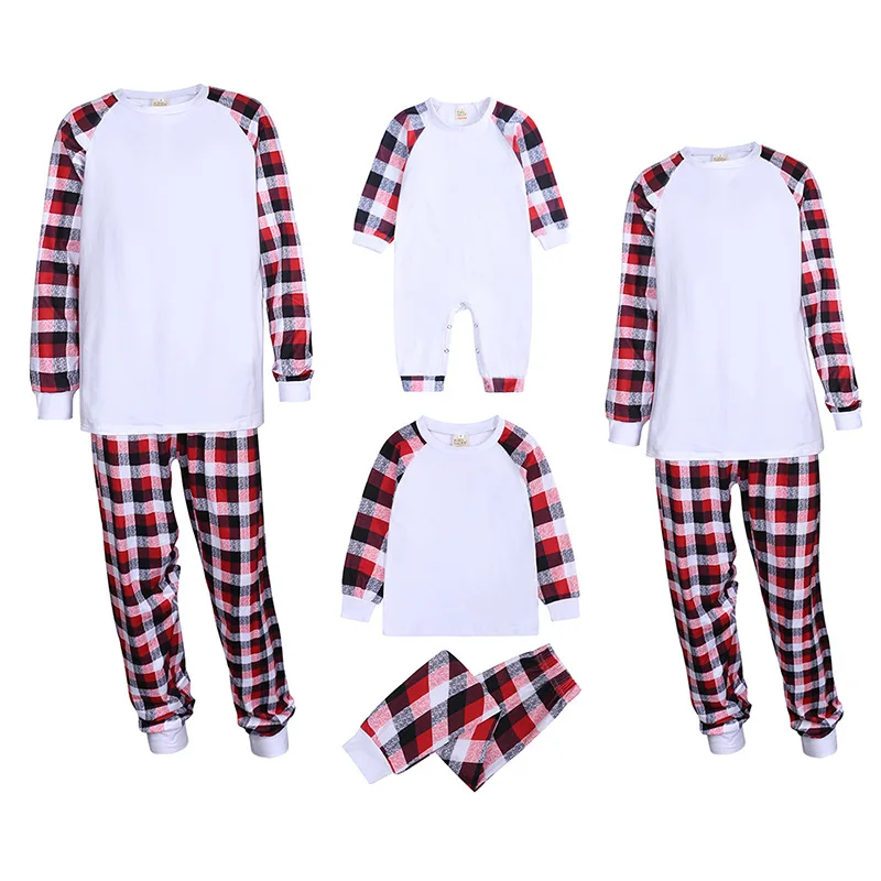 thumbnail image 1 of Pijamas navideños de poliéster a juego para toda la familia, sublimación en blanco, conjunto de pijamas para madre e hijo, ropa de dormir con apariencia personalizada, 1 of 5
