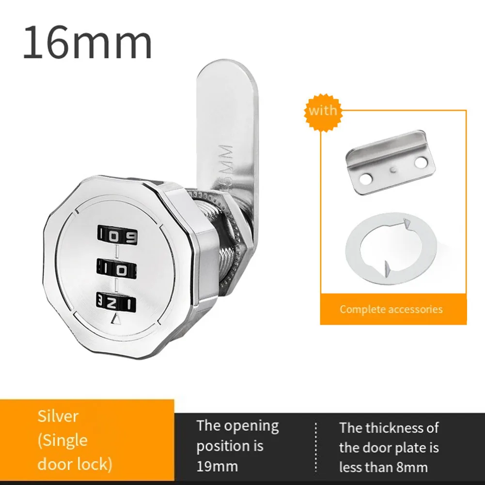 

Zinc Alloy Turn Tongue Lock Locker Combination Lock Suitable For 1-20mm Plate Mailbox Cabinet Door Cupboard Drawer Password Lock