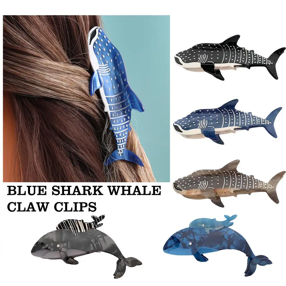 

New Design Cartoon Marine Shark Hair Clips Cute Blue Tiara Vintage Claw Gifts Accessories Whale Jewelry Hair Acetate Hair B9Z4