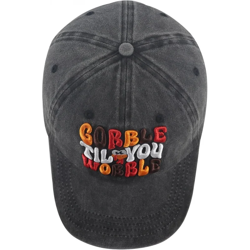 Thanksgiving Decor Hat for Women Men, Funny Adjustable Cotton 3D Embroidered Turkey Hats