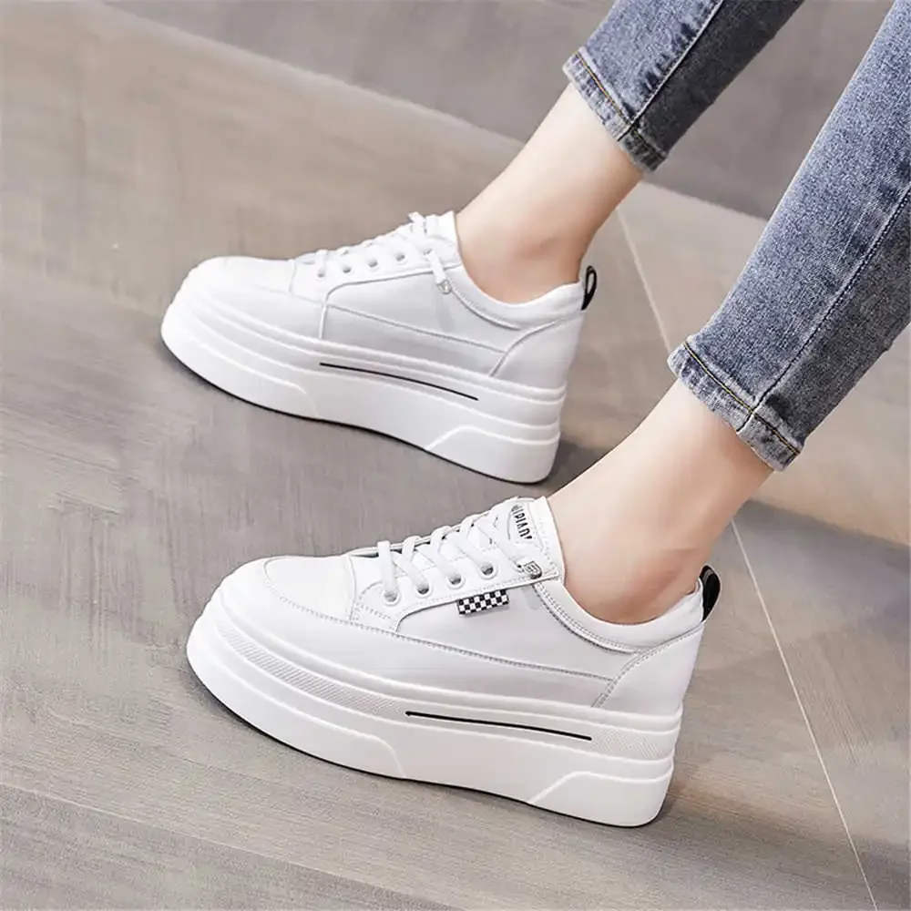 

height up Calf leather shoes women plus size 45 46 sneakers sale low boots sports genuine brand topanky runners Resale YDX2