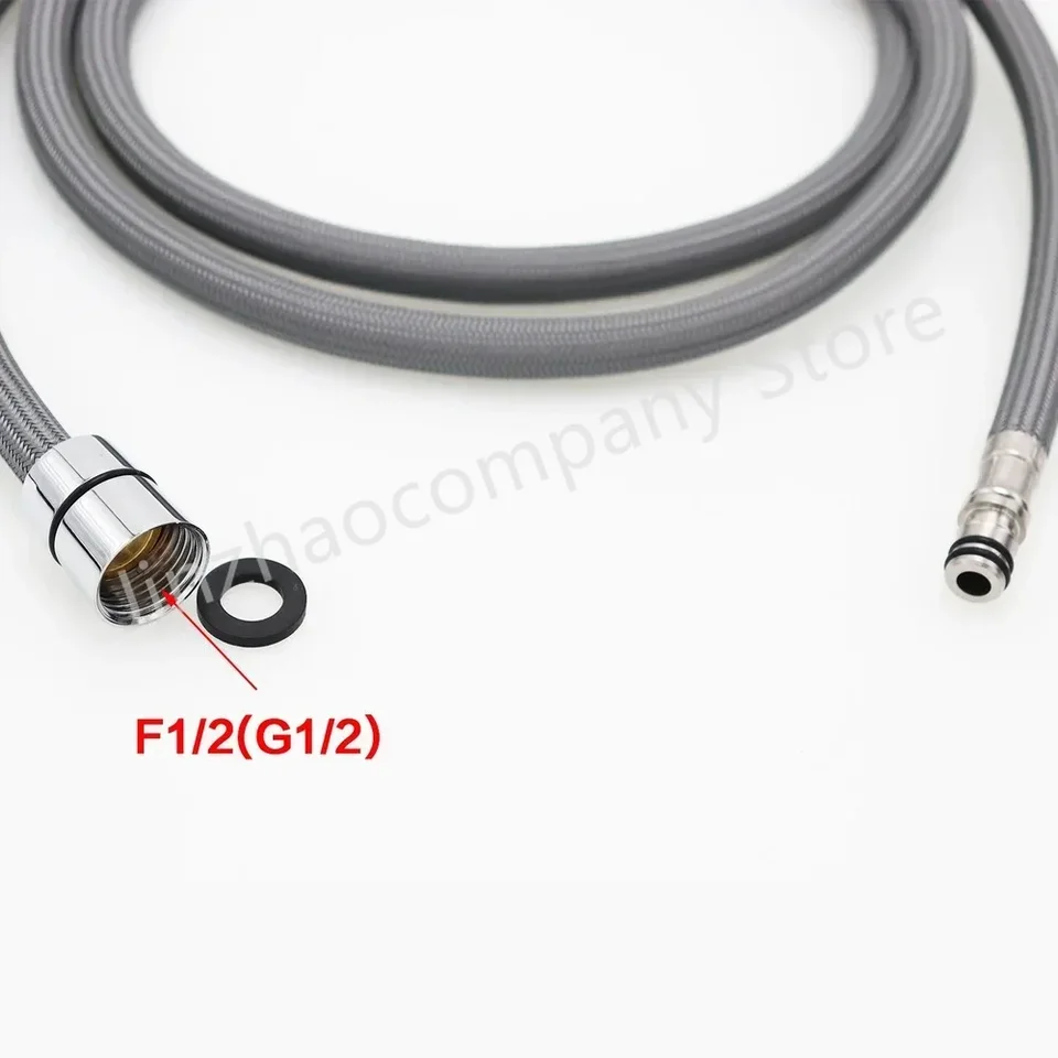 EdvenA 180 cm F1/2 M15 * 1 Vervanging Kraan Slang Quick Connect Trek Slang Nylon Slang Buis Grijs Zwart 180 cm Douche Keuken Accessoires (Color : 180cm Black hose, Size : A